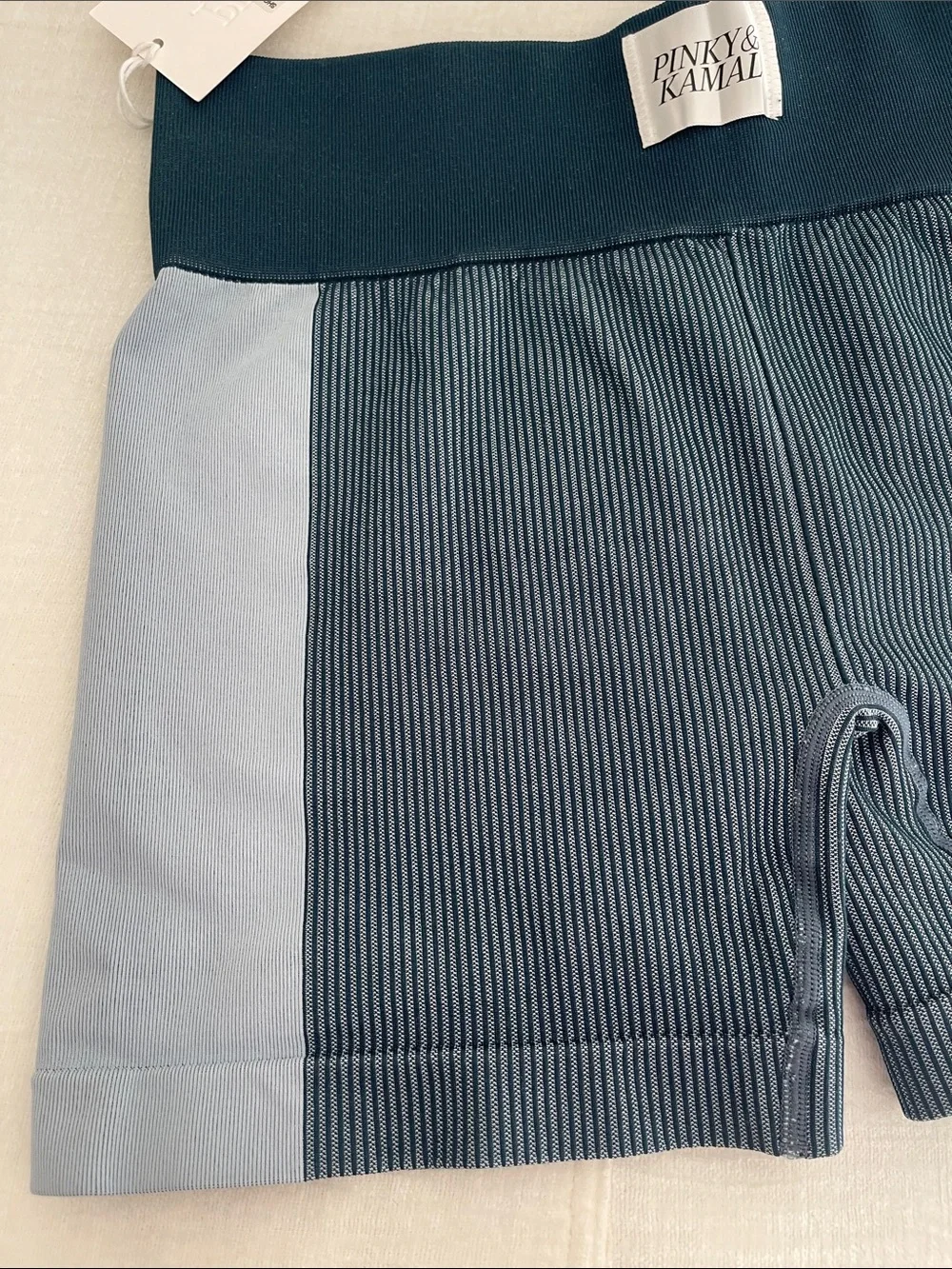 Pinky and Kamal Shorter Midi Short in Blue Ribbed